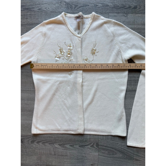 Vintage Free People Snap Cardigan Cream Sz Large Beaded Embellishments Rare Find - Picture 6 of 7